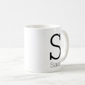 Aangepast monogram en naam bevestigen koffiemok (Voorkant rechts)