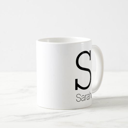 Aangepast monogram en naam bevestigen koffiemok (Voorkant rechts)