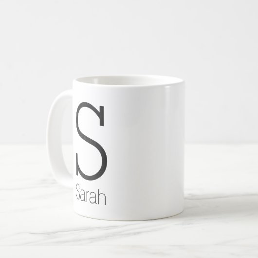 Aangepast monogram en naam bevestigen koffiemok (Voorkant links)