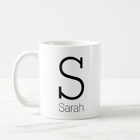 Aangepast monogram en naam bevestigen koffiemok (Links)