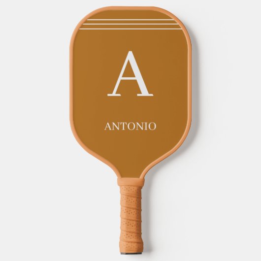 Aangepast monogram en naam bruin  pickleball paddle (Voorkant)