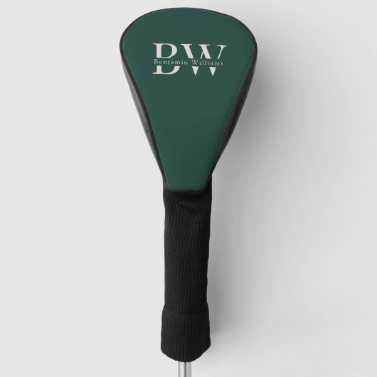 Aangepast monogram en naam Classic Green Golf Golfheadcover (Voorkant)