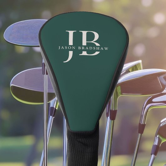 Aangepast Monogram en Naam Klassiek Groen Golfheadcover