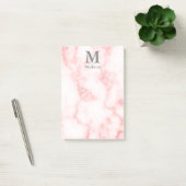 Aangepast monogram en naam op Faux Roze Marble Post-it® Notes (Kantoor)