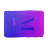 Aangepast monogram en naam Roze naar blauwe gradië Badmat (Voorkant)