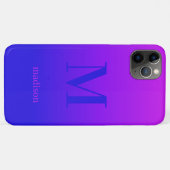 Aangepast monogram en naam Roze naar blauwe gradië Case-Mate iPhone Case (Achterkant (horizontaal))