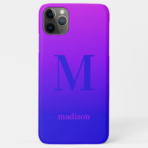 Aangepast monogram en naam Roze naar blauwe gradië Case-Mate iPhone Case