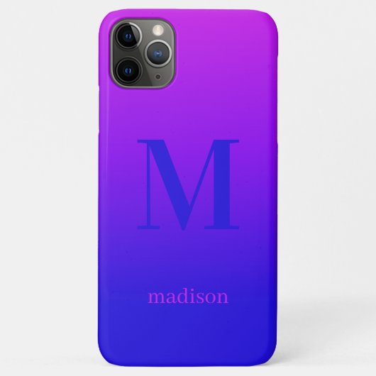 Aangepast monogram en naam Roze naar blauwe gradië Case-Mate iPhone Case (Achterkant)