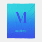Aangepast monogram en naam Turquoise naar blauwe g Fleece Deken (Voorkant)