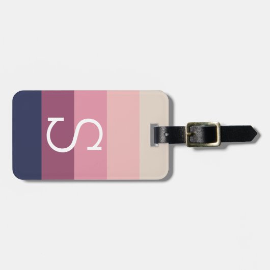 aangepast monogram en naam vet kleurenstreeppatroo bagagelabel (Voorkant horizontaal)