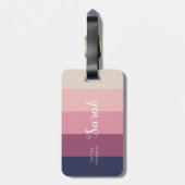 aangepast monogram en naam vet kleurenstreeppatroo bagagelabel (Achterkant verticaal)