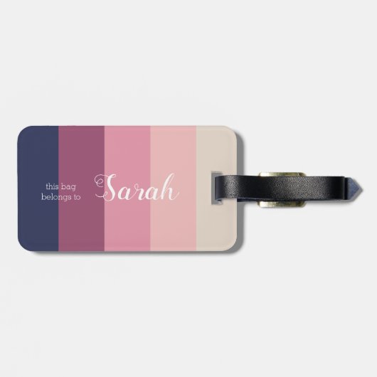 aangepast monogram en naam vet kleurenstreeppatroo bagagelabel (Achterkant horizontaal)