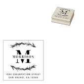 Aangepast monogram en retouradres voor familienaam rubberstempel (Gestempeld)