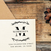 Aangepast monogram en retouradres voor familienaam rubberstempel