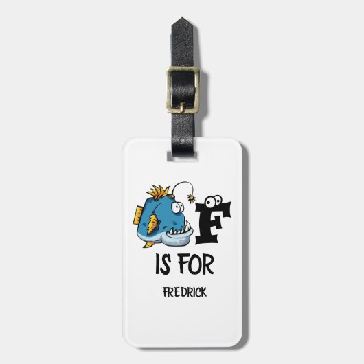 Aangepast monogram F is bestemd voor de illustrati Bagagelabel (Voorkant verticaal)