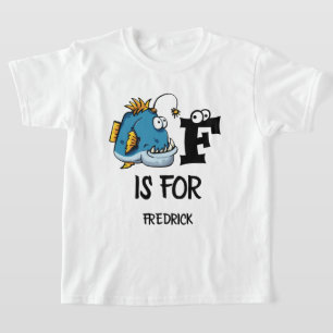 Aangepast monogram F is bestemd voor de illustrati T-shirt