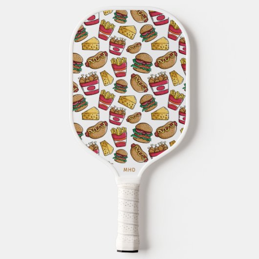 Aangepast Monogram Fast Food Patroon Pickleball Paddle (Achterkant)