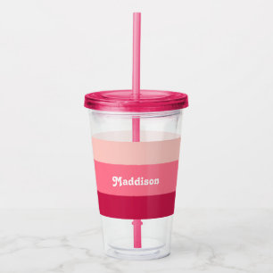 Aangepast monogram, felroze retro typografie acryl drinkbeker