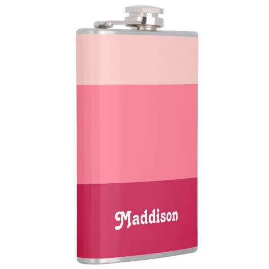 Aangepast monogram, felroze retro typografie heupfles (Rechts)