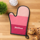 Aangepast monogram, felroze retro typografie ovenwant (Top down)