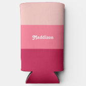 Aangepast monogram, felroze retro typografie seltzer blikjeskoeler (Voorkant)