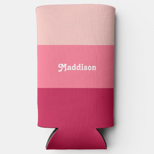 Aangepast monogram, felroze retro typografie seltzer blikjeskoeler (Voorkant)