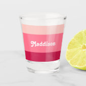 Aangepast monogram, felroze retro typografie shot glas (Voorkant)