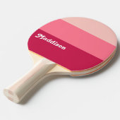 Aangepast monogram, felroze retro typografie tafeltennisbatje (Voorkant Gekanteld)