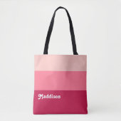 Aangepast monogram, felroze retro typografie tote bag (Voorkant)