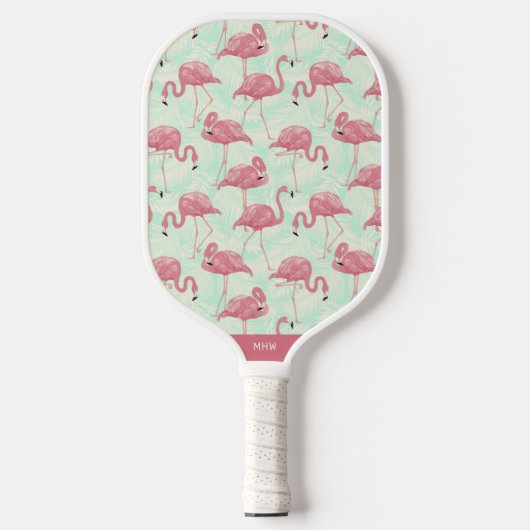 Aangepast monogram Flamingo patroon bevestigen Pickleball Paddle (Voorkant)