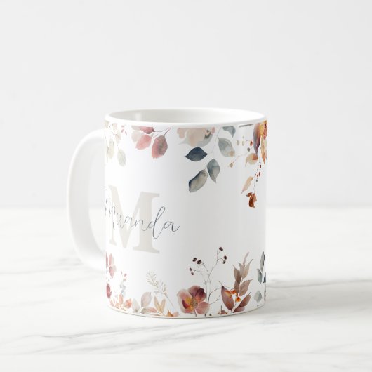 Aangepast Monogram Floral Koffiemok (Voorkant links)