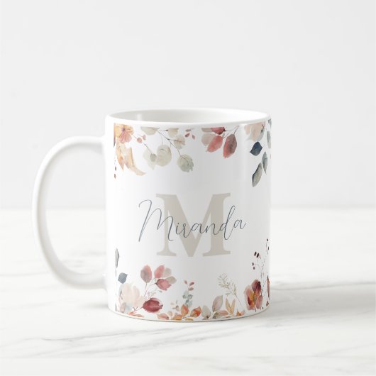 Aangepast Monogram Floral Koffiemok (Links)