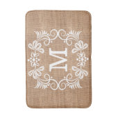 Aangepast monogram Floral Lijst Rustic Burlap Badmat (Voorkant Verticaal)