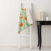 Aangepast monogram Floral Pomeranian Pattern Green Sherpa Deken (In situ)
