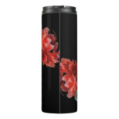 Aangepast monogram Floral Red Gold Elegant Black Thermosbeker (Achterkant)