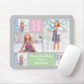 Aangepast monogram Foto Collage Pink/Groen/Gray Muismat (Met muis)