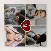 Aangepast monogram Foto Collage Red Heart Legpuzzel (Horizontaal)