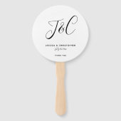 Aangepast Monogram Foto QR Bruiloft Elegant Script Handwaaier (Voorkant)
