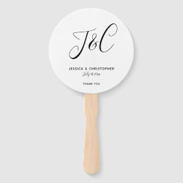Aangepast Monogram Foto QR Bruiloft Elegant Script Handwaaier