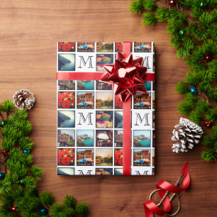 Aangepast monogram fotocollage cadeaupapier