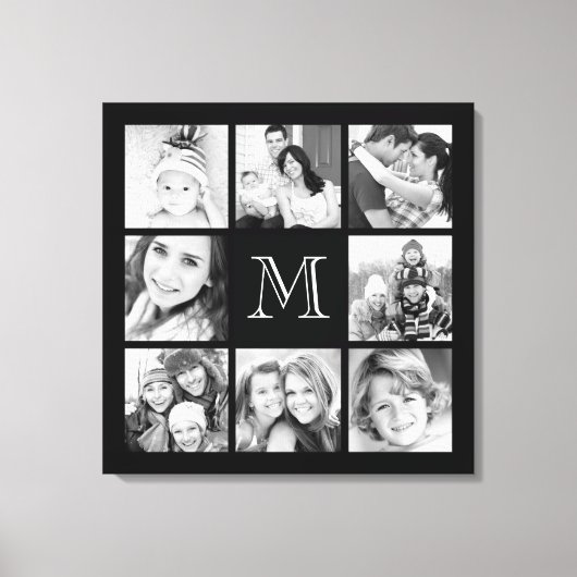 Aangepast monogram fotocollage Canvas (Voorkant)