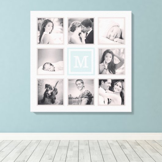 Aangepast monogram fotocollage canvas afdruk (Insitu (Houten vloer))