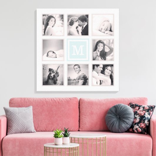 Aangepast monogram fotocollage canvas afdruk (Insitu (Woonkamer))