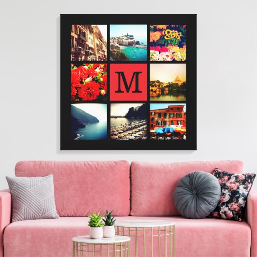 Aangepast monogram fotocollage canvas afdruk (Insitu (Woonkamer))