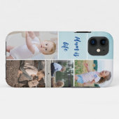 Aangepast Monogram Fotocollage Grid iPhone Case (Achterkant (horizontaal))