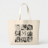 Aangepast monogram fotocollage grote tote bag (Voorkant)
