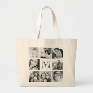 Aangepast monogram fotocollage grote tote bag