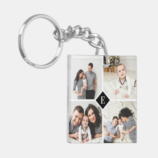 Aangepast monogram fotocollage sleutelhanger (Voorkant Links)