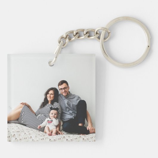 Aangepast monogram fotocollage sleutelhanger (Achterkant)