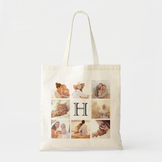 Aangepast monogram fotocollage tote bag (Voorkant)